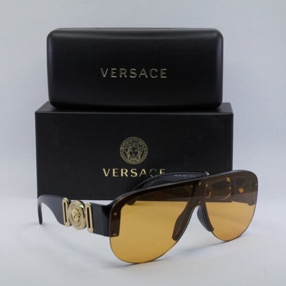 Versace VE4391 GB1/7 Shield Sunglasses - Black/Orange main image 8